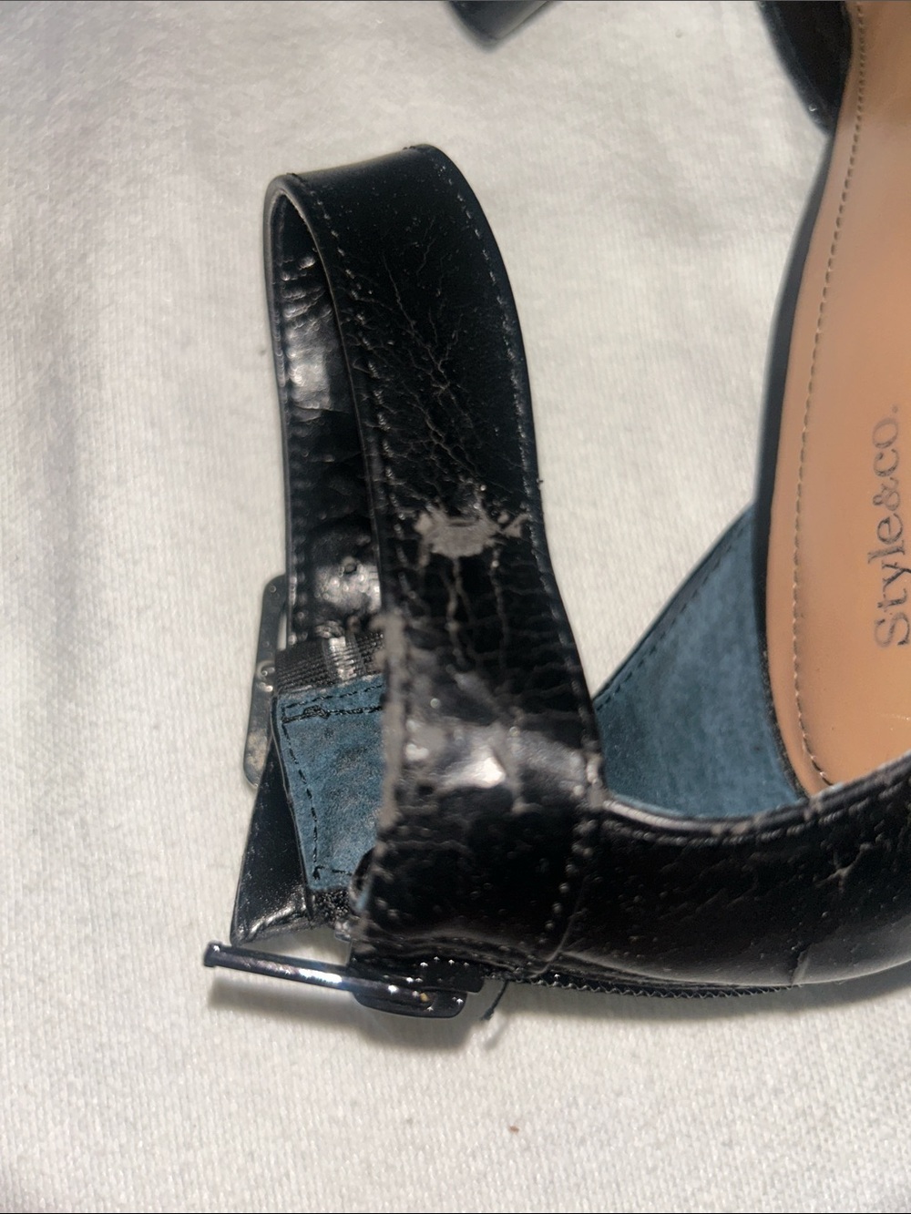 Style & Co. Black Pointed Toe Ankle-Strap Heels with Textured Finish - Picture 3 of 6